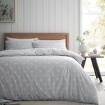 Catherine Lansfield Grey Polka Dot Brushed Cotton Duvet Cover and Pillowcase Set