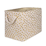 DII Panier de rangement pliable en polyester avec imprimé doré, 16 x 10 x 12, pois