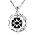 Eusense Collier Boussole Pendentif Boussole en Argent 925 pour Femmes Hommes Bijoux Cadeau de Graduation Pour Famille Amis Amoureux Anniversaire Graduation