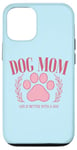 Coque pour iPhone 12/12 Pro Blue Dog Mom Accessories Women,Pink Dog Paw Print Dog Mom