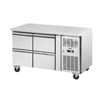 Royal Catering Saladette Kjøleskap - 280 l 4 skuffer 136 x 70 cm klasse B rustfritt stål