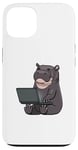 Coque pour iPhone 13 Hippopotame travaillant sur un ordinateur portable Animaux