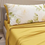 PETTI Artigiani Italiani - Cotton Sheets with Pillowcases in Digital Print, Pizza and a Half Bed Linen, Double Bed Set, Yellow Wedding Flower, 100% Made in Italy