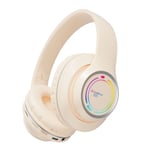 Casque Bluetooth, Casque pour musique, Bluetooth/carte TF, Pliable, Réduction du bruit RGB, Blanc