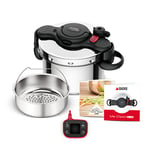 SEB Clipso Now+ Cocotte-minute® 6 L, Résultats de cuisson parfaits, Gain de temps, Ouverture facile, Minuteur intelligent, Fabriqué en France, Poignées rabattables P4900750