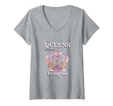 Womens Queens Are Born in August Chess V-Neck T-Shirt