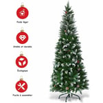 COSTWAY Arbre de Noël Artificiel 180CM Aiguilles en PVC avec Neige,630 Branches Support Métallique pour Maison, Bureau,Magasins Vert