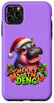 Coque pour iPhone 11 Pro Max Adorable bébé hippopotame Moo Deng Merry Moostmas Christmas Cheer