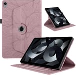 Coque Pour Ipad 10.9"" 2022 10th Gen Flip Pu Cuir 360°Rotatif Multi-Angle Stand Housse Cover Avec Réveil/Sommeil Automatique Arbre De Vie Tablette Protection Case Pour Ipad 10th Gen,Rose Gold