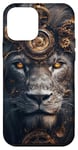 Coque pour iPhone 12 mini Horloge mécanique à engrenages steampunk avec visage de lion