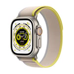 Apple Watch Ultra (GPS + Cellular, 49mm) Smart watch - Titanium Case with Yellow/Beige Trail Loop - S/M. Fitness Tracker, Precision GPS, Action Button, Extra-Long Battery Life, Brighter Retina Display