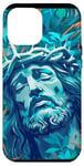 Coque pour iPhone 12 Pro Max Bleu Pop Art Tropical Jesus Is King Christian Faith Nouveautés