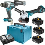 Verktøysett Makita DLX2431TJ (DDF486+DGA513); 18 V; 3x5,0 Ah batt.