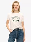 Superdry Athletic Essentials Graphic Fitted T-Shirt, Off White Slub