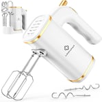 5-Speed Electric Hand Mixer, 450W Whisk for Baking, Turbo Boost, White