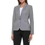 Calvin Klein womens Plaid Fitted Single Button Blazer, Black/Ivory, 16