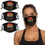 3 Pièces Masques Visage Parc National Zion Réutilisable Lavable Réglable en Tissu Noir Cagoules Bandana Écharpe pour Femmes Hommes Adultes Enfants Mode Cou Guêtres