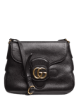 Pre-loved GUCCI GG Logo Leather Small Cross Body Messenger Bag, Black