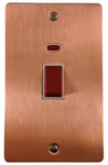 G&H FRG28W Flat Plate Rose Gold 45 Amp DP Cooker Switch & Neon Vertical Plate