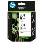 HP 301 Original Ink Cartridge N9J72AE Black, Cyan, Magenta, Yellow Pack of 2 Multipack