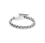 UNO de 50 Bracelet chaîne plaqué argent sterling avec pièce centrale réglable, X-Large, Argent, Pas de gemme