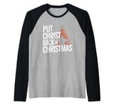 Put the Christ Back in Christmas Christian Faith Holiday Raglan Baseball Tee