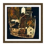 Egon Schiele Dead City III City On The Blue River III Square Wooden Framed Wall Art Print Picture 16X16 Inch