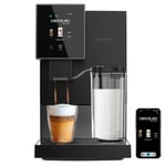 Cecotec Machine a Café Espresso Superautomatique Cremmaet Compactccino Connected Black Silver. 19 Bars, Écran TFT, Wifi, Moulin Integré, Réservoir d'eau 1,1 L et de lait 400 ml, Nettoyage Automatique