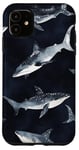 Coque pour iPhone 11 Aquarelle noire motif requin baleine