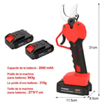 Secateur electrique Sans Fil Professionnel 750W 40mm Avec 2 Batteries Rechargeable 2000mAh Lames de Rechange et Boites