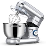 Stand Mixer, Vospeed Food Mixer Dough Blender, 6 QT 1500W Electric Cake Mixer with Bowl, Beater, Hook, Whisk, Egg Separator & Silicone Spatula, Dishwasher Safe (Silver)