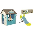 Smoby - Maison Sweety Corner - Cabane de Jardin Enfant - Thème Goûter - Machine à Glaces - 18 Accessoires - 810718 & Toboggan GM - Glisse de 1m50 - Jeu Plein Air Enfant - Dès 2 Ans - 820505