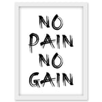 Gym Decor Inspiration No Pain No Gain Inspirational Exercise Wall Art Artwork Framed Wall Art Print A4