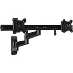 StarTech.com Wall Mount Dual Monitor Arm ? Articulating Ergonomic VESA Wall Mount for 2x 24" Displays ? Synchronized Adjustable Crossbar ? Tilt/Swivel/Rotate- Double Screen Mount Bracket