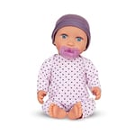 LullaBaby 14-inch Realistic Fair Skin Tone & Blue Eyes – Soft Body & Removable Outfit – Hat & Pacifier Accessory – Toys for Kids Ages 2 & Up – Baby Doll – Lilac Polka Dot Pajama, LBY7224Z, Multi