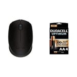 Logitech B170 Wireless Mouse, 2.4 GHz with USB Nano Receiver, Optical Tracking, 12-Months Battery Life + Duracell NEW Optimum AA Alkaline Batteries [Pack of 4]