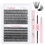 Fadlash Individual Eyelashes Cluster Lashes Kit 0.07 D Curl 12-18mm 40D+50D Diy Lash Extension Kit Fluffy Cluster Lashes With Lash Bond And Seal,Tweezers Light Fluffy Diy At Home