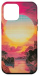 iPhone 12 mini Retro 80s Grid Sunset Vaporwave Digital art Case