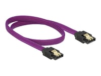 Delock Premium - Sata-Kabel - Serial Ata 150/300/600 - Sata (Hane) Till Sata (Hane) - 50 Cm - Sprintlåsning - Lila