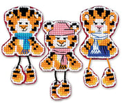 RIOLIS Counted Cross Stitch Magnet Kit 2"X4" 3/Pkg-Tiger Cubs (10 Count) -R1957AC