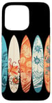 Coque pour iPhone 15 Pro Max Planche de surf tropicale colorée Art Hibiscus Beach Vibes