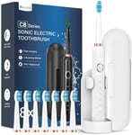 Sonic Electric Toothbrush for Adults and Kids - Electric Toothbrushes with 8 Tooth Brush Replacement Head and 5 Brushing Modes, 120 Days of Use with 3-Hour Fast Charge, 2 Minute Smart Timer