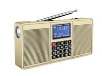 (Kultainen)Uudet kannettavat radiot AM FM-radio Digitaalinen DAB-radio MP3 Musiikin toisto ladattava 2000mAh Stereo Dual 3W Bluetooth-kaiutin