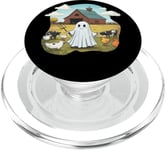 Funny Ghost Farmer Halloween Barnyard Farm Animal Cute Ghost PopSockets PopGrip for MagSafe