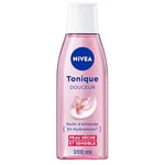 NIVEA Tonique Douceur (1 x 200 ml), lotion tonique visage enrichie en Huile d'Amande et Hydramine, nettoyant visage hydratant en douceur pour peaux sèches & sensibles