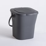 EDA - Seau à Compost 6 L - Mini Poubelle avec Couvercle - Fermeture Hermétique - Compact et Pratique - Gris