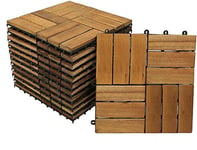 SAM Lot économique de 33 Dalles en Bois 02 pour 3 m² - Dalles de terrasse en Bois d'acacia avec 12 Lattes pour Jardin, terrasse, Balcon, revêtement de Sol avec sous-Structure de Drainage