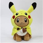 28 cm Pikachu Cosplay Eevee Gengar Plysch stoppade dockor Eevee med mantel Cosplay Pikachu Plyschleksak Barnpresent