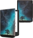 Étui Compatible Avec Pocketbook Verse/Verse Pro/Verse Color/Vivlio Light/Light Hd Coque - Étui À Rabat Magnétique Tablette Ereader Similicuir - Bleu-Gris-Noir