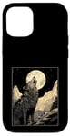 Coque pour iPhone 15 Pro Loup de montagne et lune, forêt, art naturel, femmes, hommes,